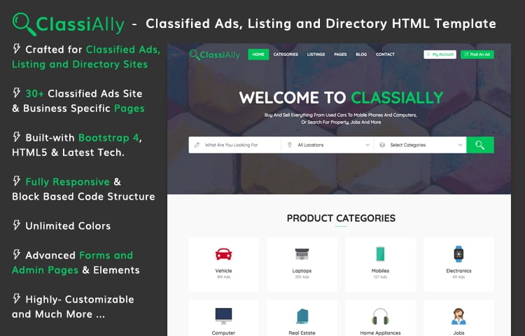 ClassiAlly Classified Ads Listing And Directory Website Template 