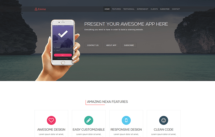 Emmo - Free Bootstrap App Landing Page | GrayGrids